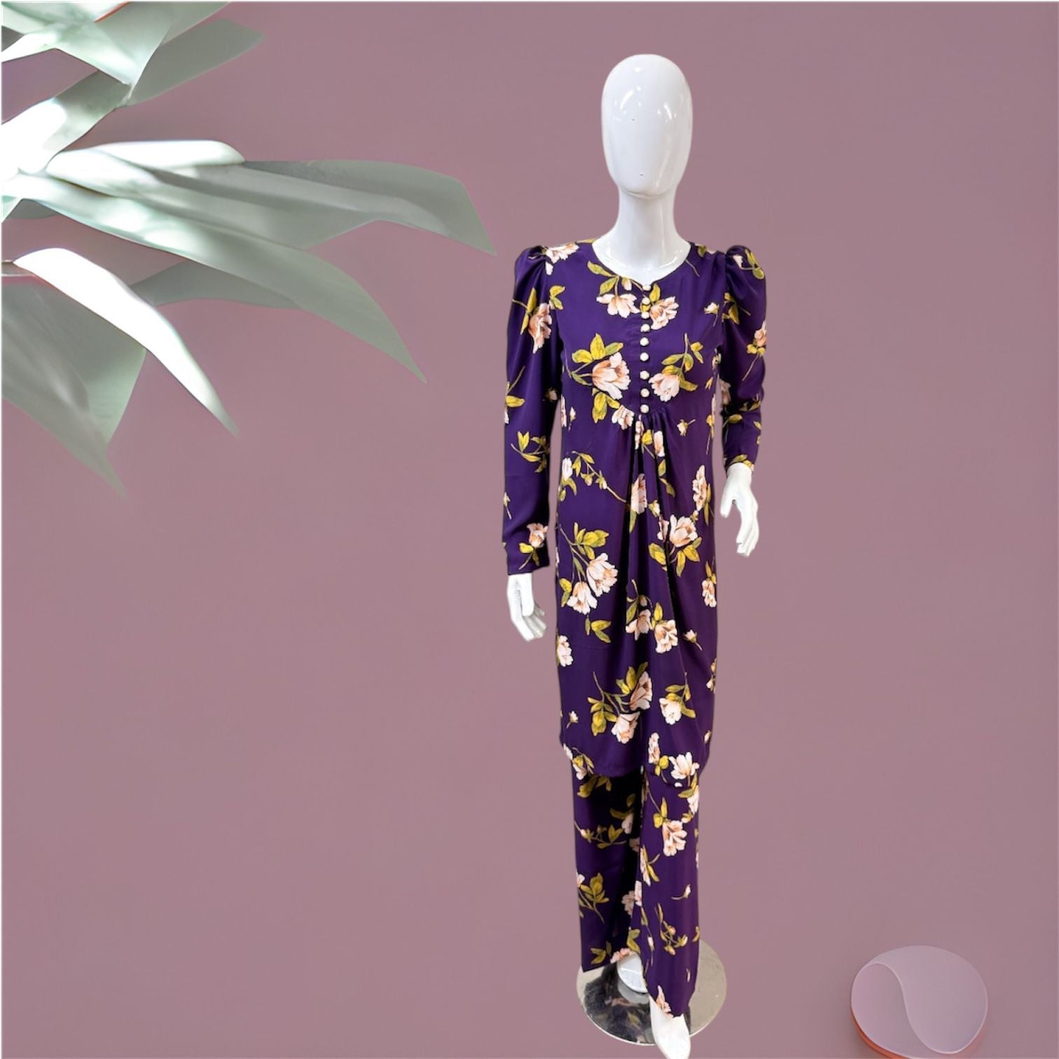 Georgette Purple Floral 2-Piece Set