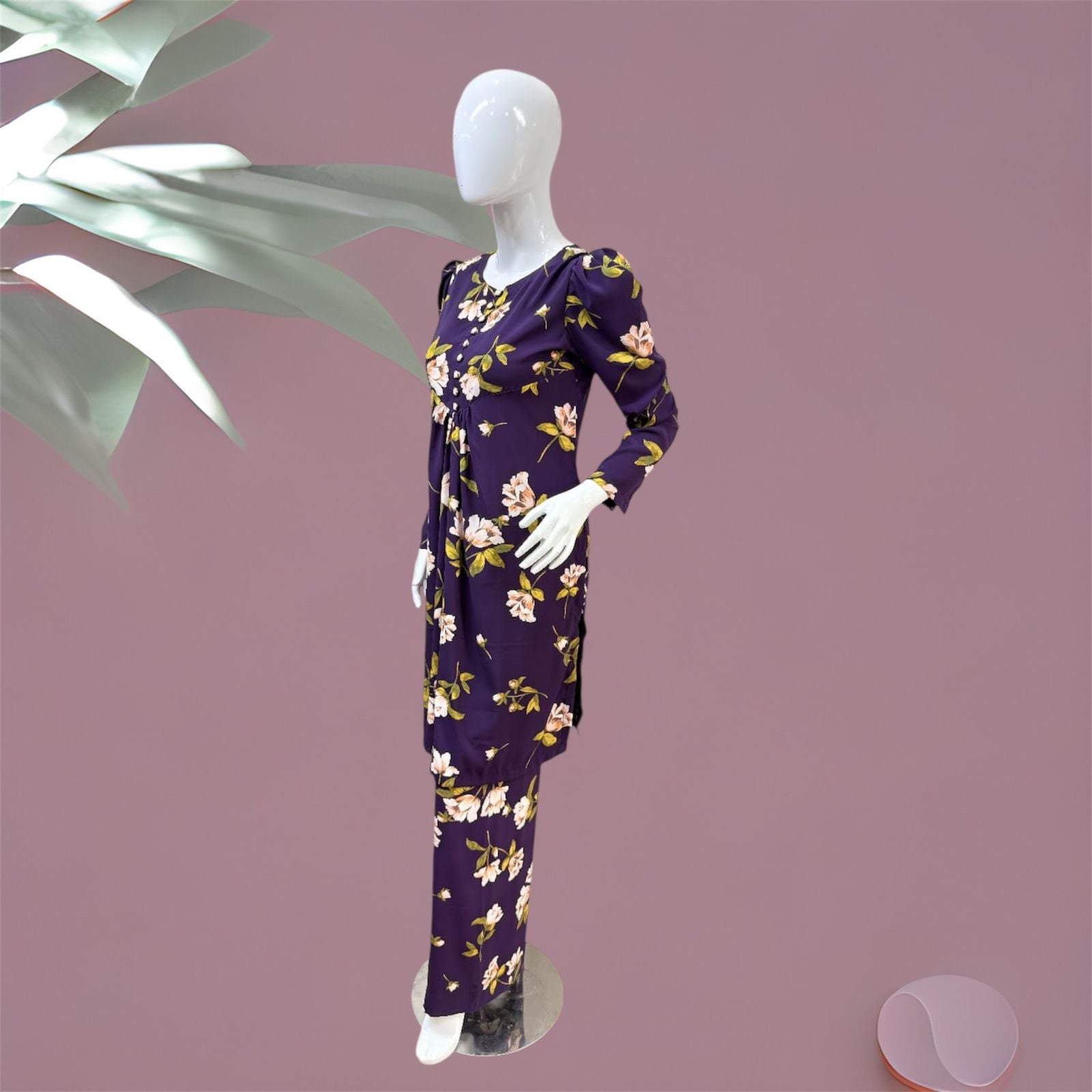 Georgette Purple Floral 2-Piece Set
