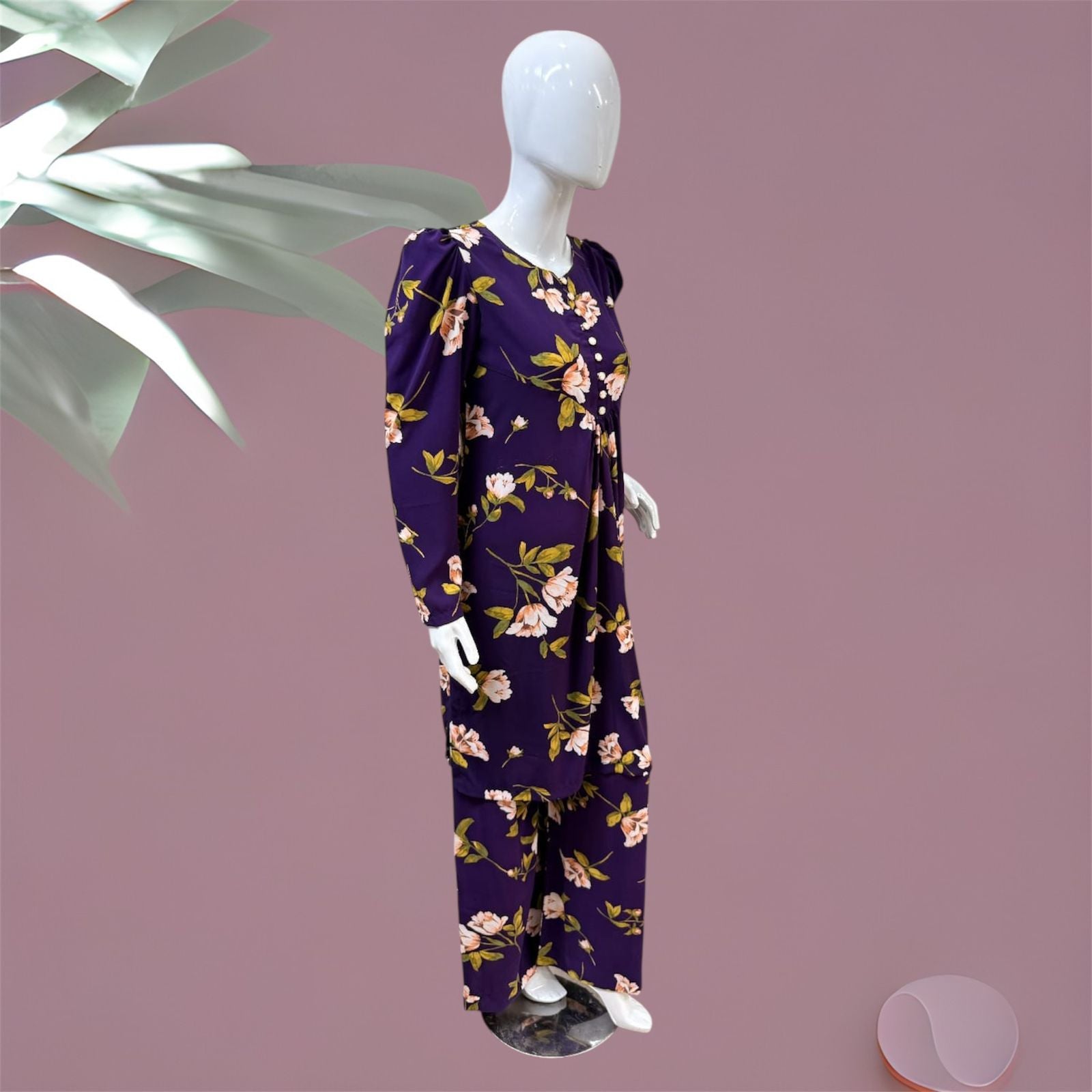 Georgette Purple Floral 2-Piece Set