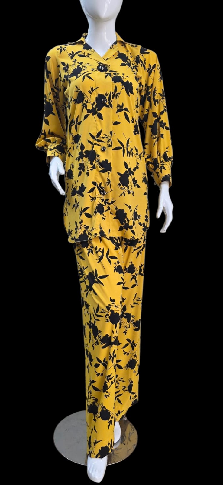 Printed Georgette 2-Piece Suit – Yellow & Black