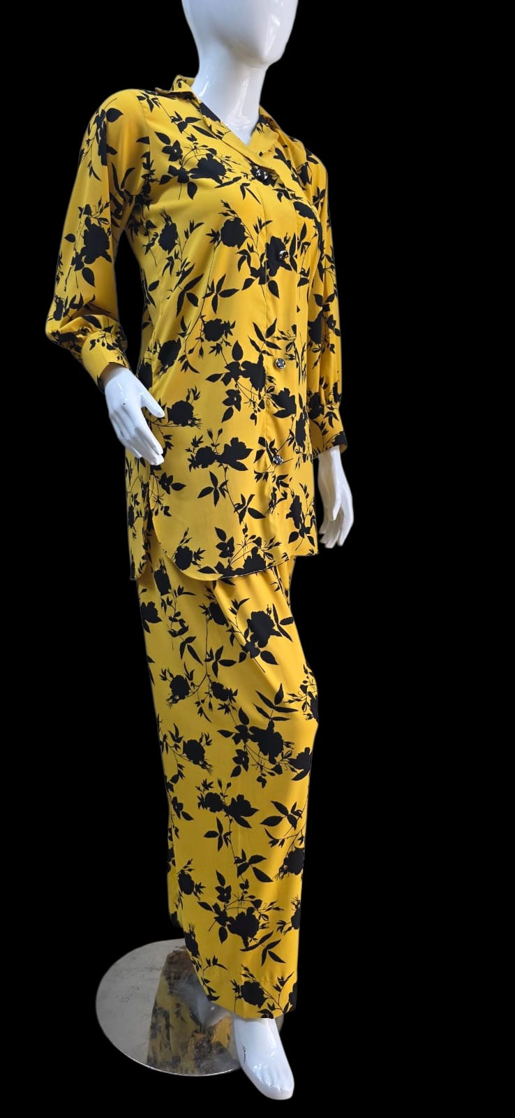 Printed Georgette 2-Piece Suit – Yellow & Black