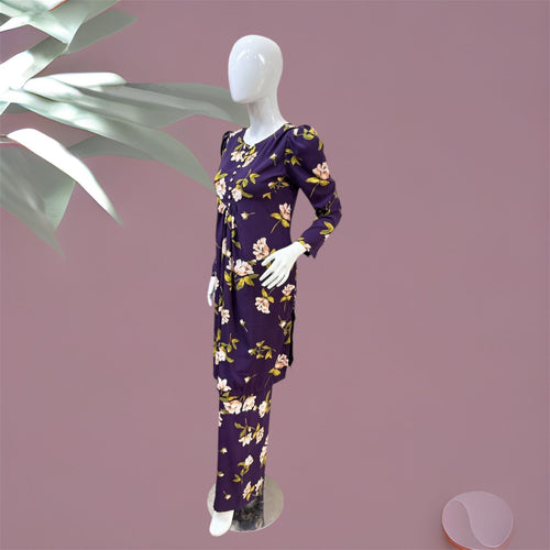 Georgette Purple Floral 2-Piece Set